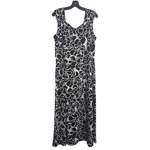 Chadwicks Black and White Sleeveless Floral Midi Dress 1X - Picture 2 of 10